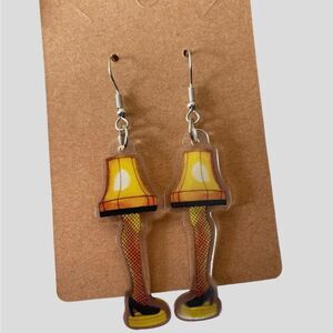 A Christmas Story Leg Lamp Fragile Dangle Earrings Holiday NWT